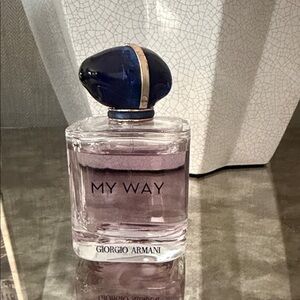 Giorgio Armani My Way Perfume Bottle — Light Purple with Blue & Gold Cap